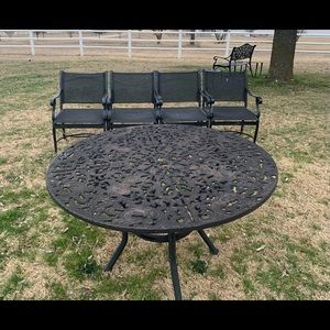 Rod iron table and rod iron chairs